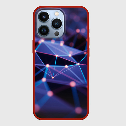 Чехол iPhone 13 Pro Абстрактные линии и свечение / 3D-Красный – фото 1