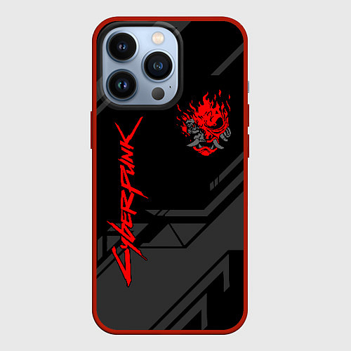 Чехол iPhone 13 Pro Cyberpunk 2077: Grey Samurai / 3D-Красный – фото 1