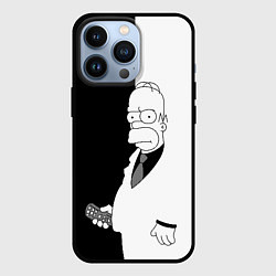 Чехол для iPhone 13 Pro Гомер Симпсон - в смокинге - black and white, цвет: 3D-черный