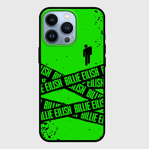 Чехол iPhone 13 Pro BILLIE EILISH: Green & Black Tape / 3D-Черный – фото 1