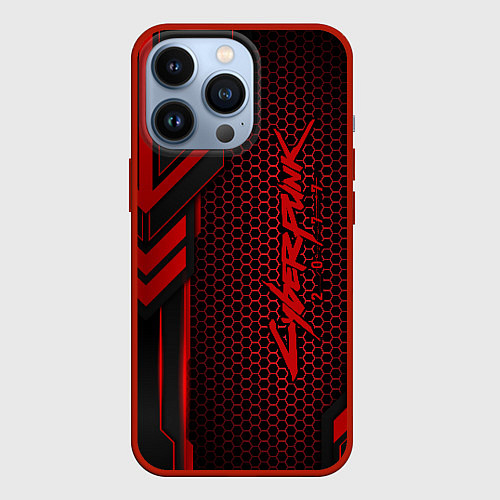 Чехол iPhone 13 Pro Cyberpunk 2077 / 3D-Красный – фото 1