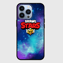 Чехол для iPhone 13 Pro BRAWL STARS лого в космосе, цвет: 3D-черный