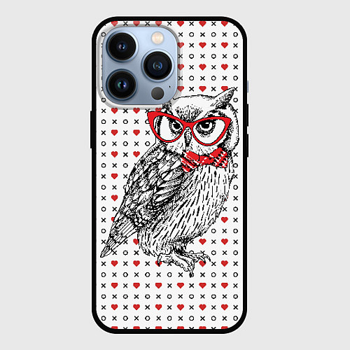 Чехол iPhone 13 Pro Мудрая сова в очках / 3D-Черный – фото 1