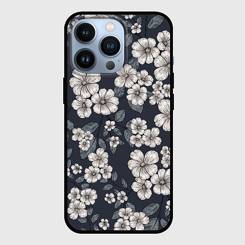 Чехол iPhone 13 Pro Цветочный букет / 3D-Черный – фото 1