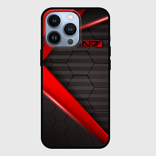 Чехол iPhone 13 Pro Mass Effect N7 / 3D-Черный – фото 1