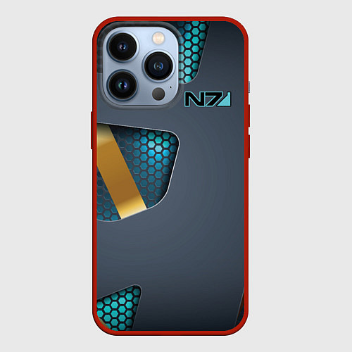 Чехол iPhone 13 Pro Mass Effect N7 / 3D-Красный – фото 1