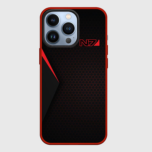 Чехол iPhone 13 Pro Mass Effect N7 / 3D-Красный – фото 1