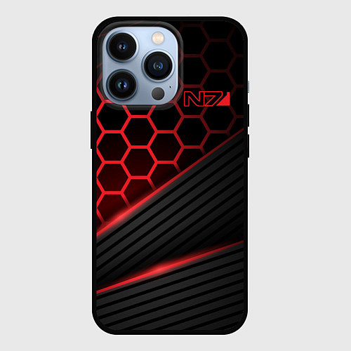 Чехол iPhone 13 Pro Mass Effect N7 / 3D-Черный – фото 1