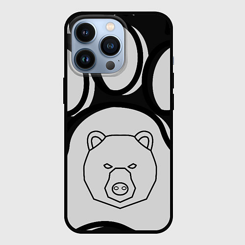 Чехол iPhone 13 Pro Душа севера - след медведя / 3D-Черный – фото 1