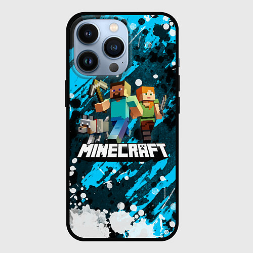 Чехол iPhone 13 Pro Minecraft Майнкрафт / 3D-Черный – фото 1