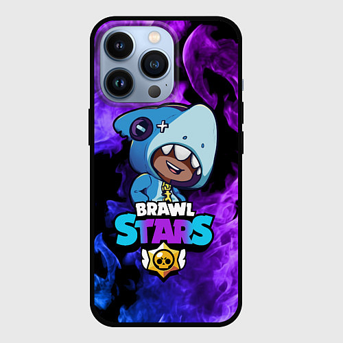 Чехол iPhone 13 Pro Brawl Stars LEON SHARK / 3D-Черный – фото 1