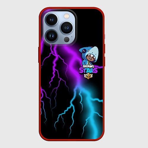 Чехол iPhone 13 Pro Brawl Stars LEON SHARK / 3D-Красный – фото 1