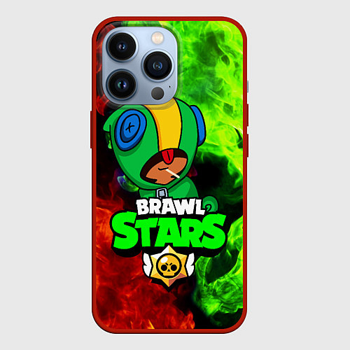 Чехол iPhone 13 Pro BRAWL STARS LEON / 3D-Красный – фото 1