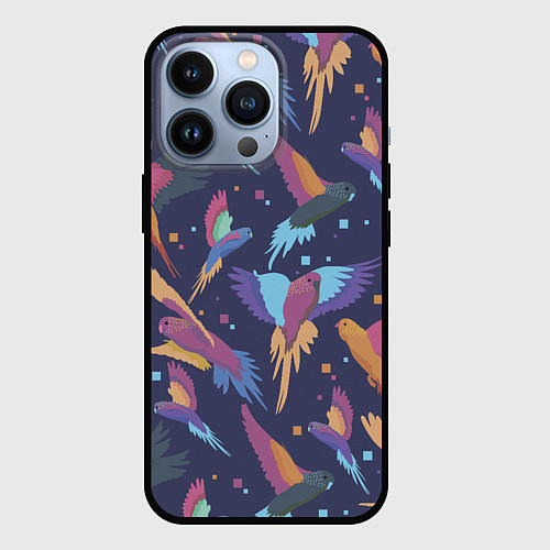 Чехол iPhone 13 Pro Райские попугаи / 3D-Черный – фото 1