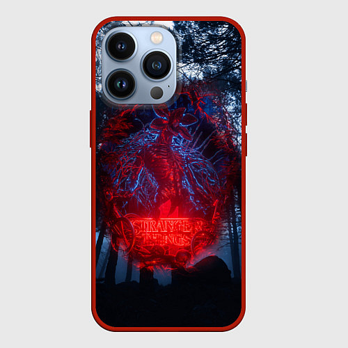 Чехол iPhone 13 Pro Demogorgon Stranger Things / 3D-Красный – фото 1