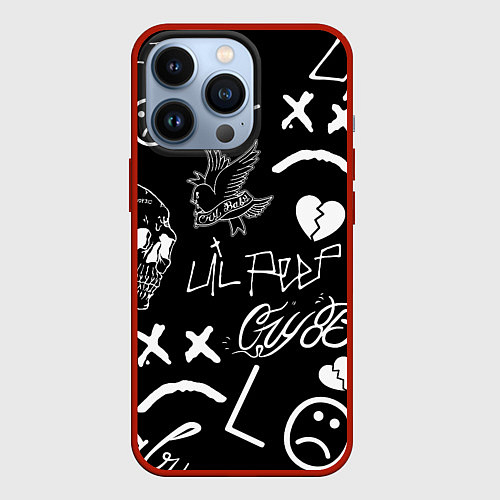 Чехол iPhone 13 Pro Lil Peep / 3D-Красный – фото 1