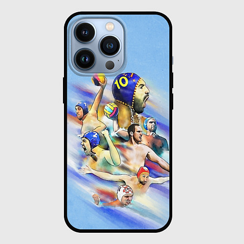 Чехол iPhone 13 Pro Water polo players / 3D-Черный – фото 1