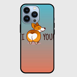 Чехол для iPhone 13 Pro I love you смешной корги, цвет: 3D-черный