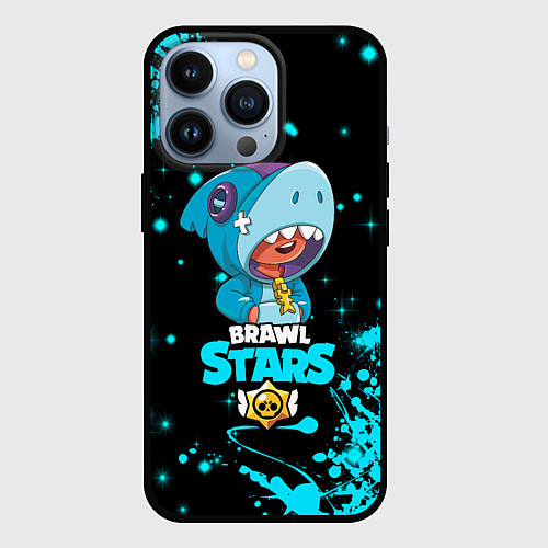 Чехол iPhone 13 Pro BRAWL STARS LEON SHARK / 3D-Черный – фото 1