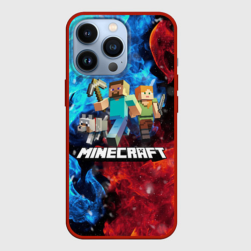 Чехол iPhone 13 Pro Minecraft Майнкрафт / 3D-Красный – фото 1