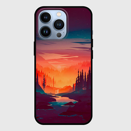 Чехол iPhone 13 Pro Minimal forest sunset / 3D-Черный – фото 1