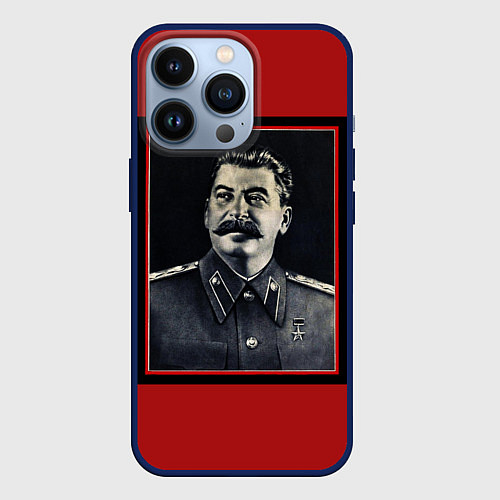 Чехол iPhone 13 Pro Сталин / 3D-Тёмно-синий – фото 1