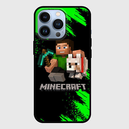 Чехол iPhone 13 Pro MINECRAFT / 3D-Черный – фото 1