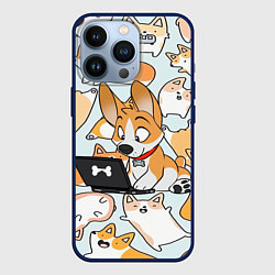 Чехол для iPhone 13 Pro Корги, цвет: 3D-тёмно-синий