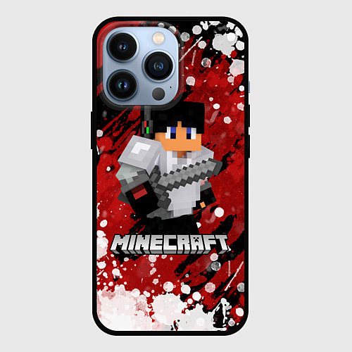 Чехол iPhone 13 Pro Minecraft Майнкрафт / 3D-Черный – фото 1