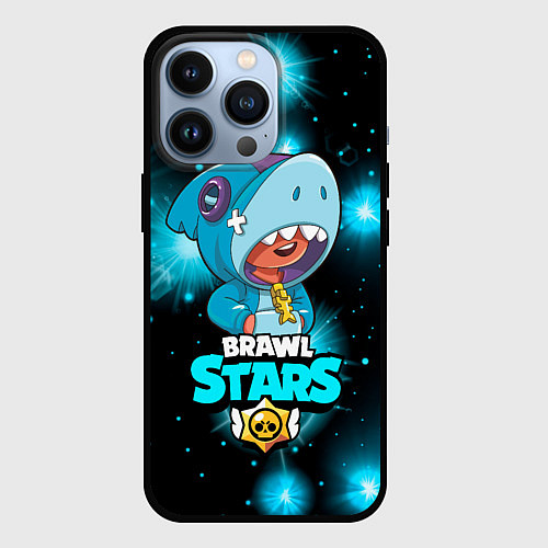 Чехол iPhone 13 Pro Brawl stars leon shark / 3D-Черный – фото 1