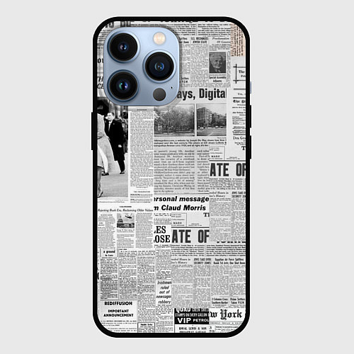 Чехол iPhone 13 Pro Газета Newspaper / 3D-Черный – фото 1
