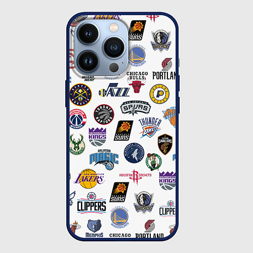 Чехол iPhone 13 Pro NBA Pattern / 3D-Тёмно-синий – фото 1