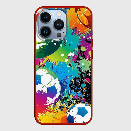 Чехол iPhone 13 Pro Football Paints / 3D-Красный – фото 1