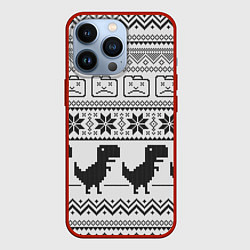 Чехол для iPhone 13 Pro Свитер с T-rex'ами, цвет: 3D-красный