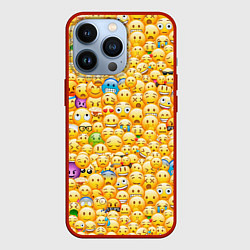 Чехол для iPhone 13 Pro Смайлики Emoji, цвет: 3D-красный