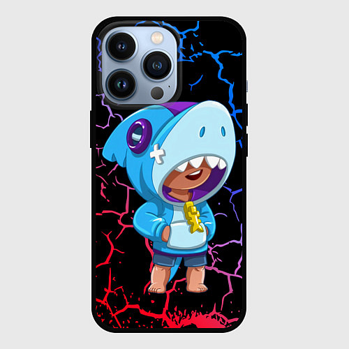 Чехол iPhone 13 Pro Brawl Stars Leon Skin Shark / 3D-Черный – фото 1