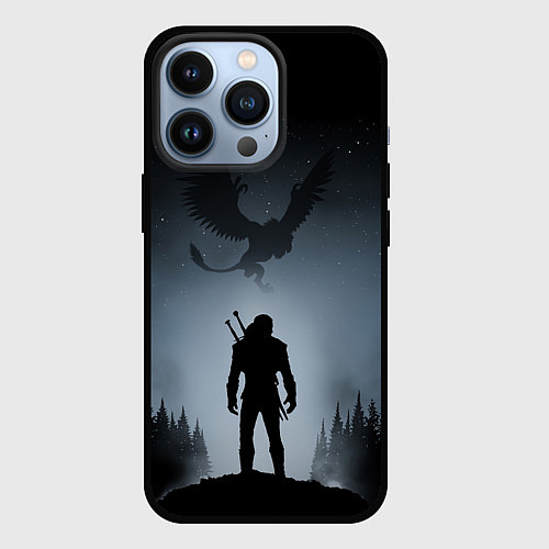 Чехол iPhone 13 Pro ВЕДЬМАК / 3D-Черный – фото 1