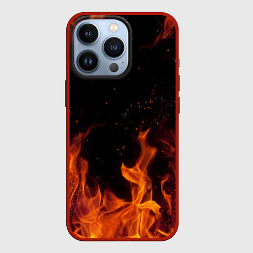 Чехол iPhone 13 Pro ОГОНЬ / 3D-Красный – фото 1
