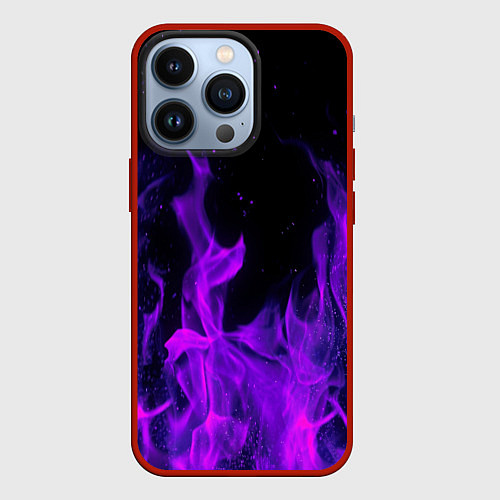 Чехол iPhone 13 Pro ФИОЛЕТОВЫЙ ОГОНЬ / 3D-Красный – фото 1