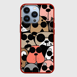 Чехол для iPhone 13 Pro Серьезные псы, цвет: 3D-красный