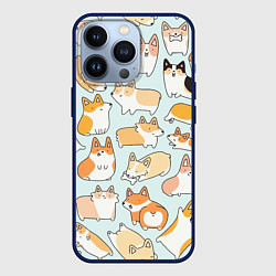 Чехол для iPhone 13 Pro Милые корги, цвет: 3D-тёмно-синий