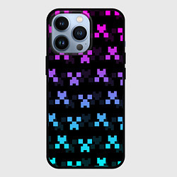 Чехол iPhone 13 Pro MINECRAFT CREEPER NEON