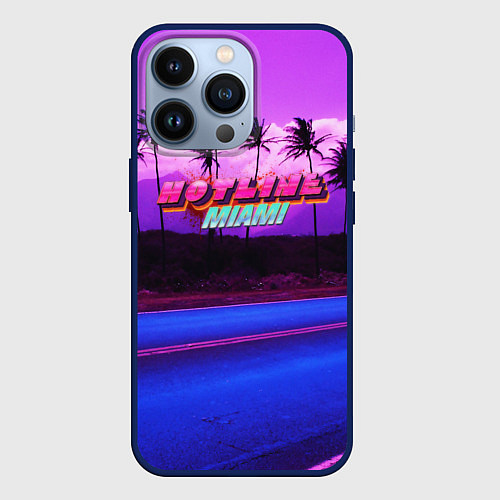 Чехол iPhone 13 Pro HOTLINE MIAMI / 3D-Тёмно-синий – фото 1