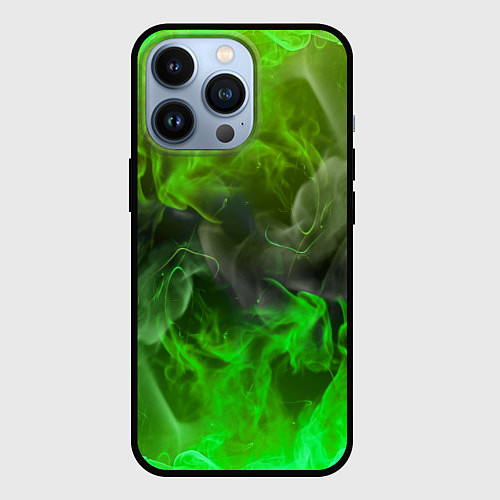 Чехол iPhone 13 Pro ЗЕЛЁНЫЙ ОГОНЬ / 3D-Черный – фото 1