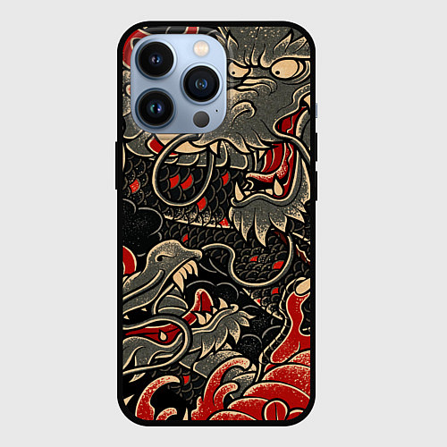 Чехол iPhone 13 Pro Dsquared tatoo DRAGON / 3D-Черный – фото 1