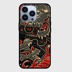 Чехол для iPhone 13 Pro Dsquared tatoo DRAGON, цвет: 3D-черный