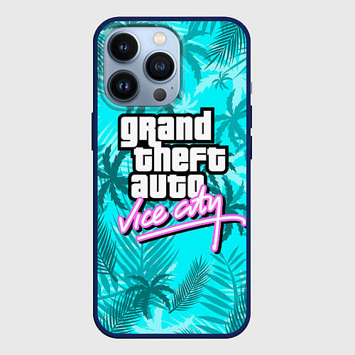 Чехол iPhone 13 Pro GTA VICE CITY / 3D-Тёмно-синий – фото 1