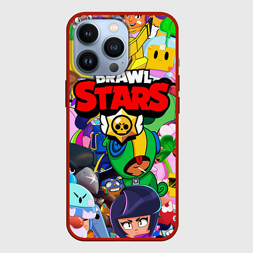 Чехол iPhone 13 Pro BRAWL STARS ВСЕ БРАВЛЕРЫ / 3D-Красный – фото 1