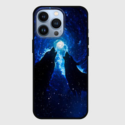 Чехол для iPhone 13 Pro Волки силуэты звездное небо, цвет: 3D-черный