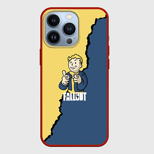 Чехол iPhone 13 Pro Fallout logo boy / 3D-Красный – фото 1